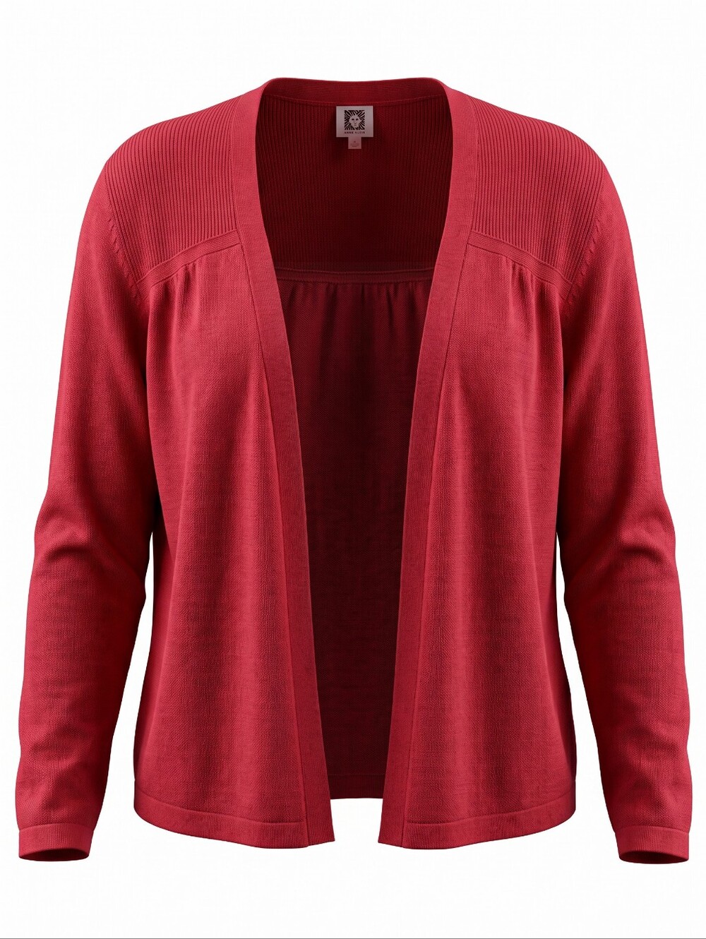 Anne Klein Open-Front Red Cardigan